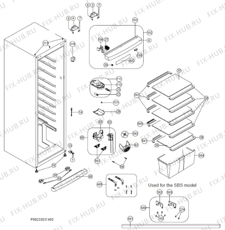 Взрыв-схема холодильника Zanussi ZRA28V - Схема узла Housing 001